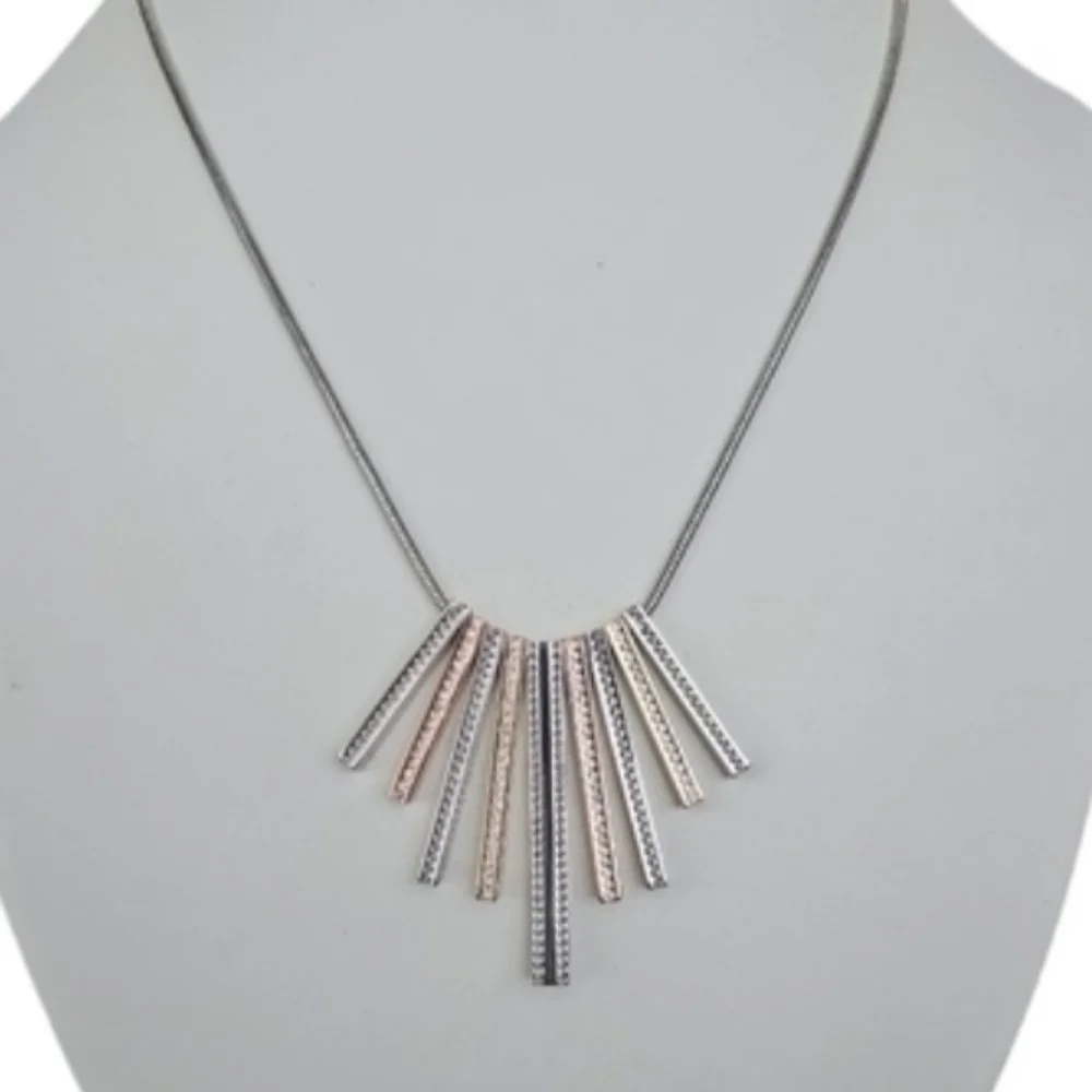 The Limited Reversible Fringe Necklace In Silver, Gold, Rose Gold and Rhinestone
